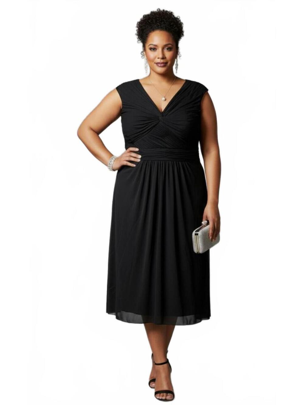 Adrianna Papell Women's Black Midi Dress Size 16W